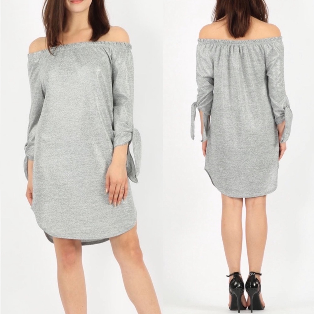 Off the Shoulder Knit Sweater Dress - Picture 5 of 15